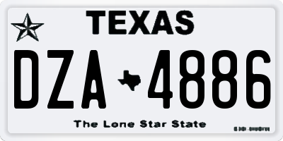 TX license plate DZA4886