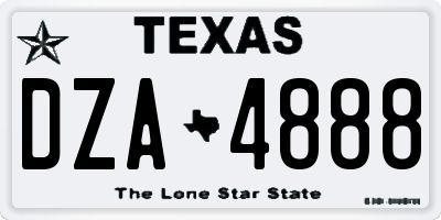 TX license plate DZA4888
