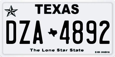 TX license plate DZA4892