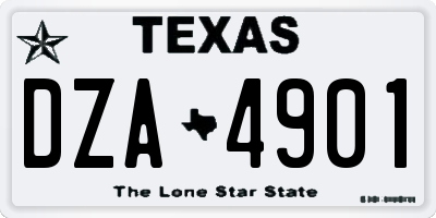 TX license plate DZA4901