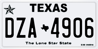 TX license plate DZA4906