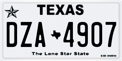 TX license plate DZA4907