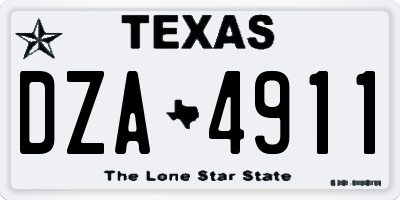 TX license plate DZA4911