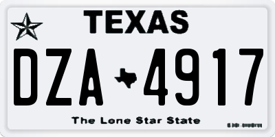 TX license plate DZA4917