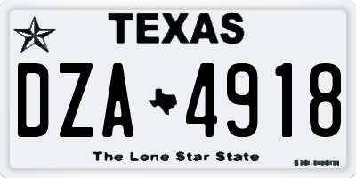 TX license plate DZA4918