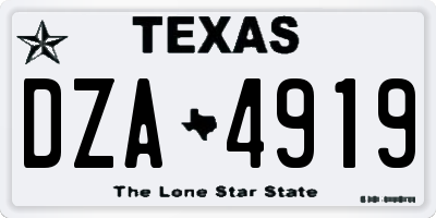 TX license plate DZA4919