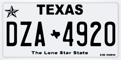 TX license plate DZA4920