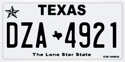 TX license plate DZA4921