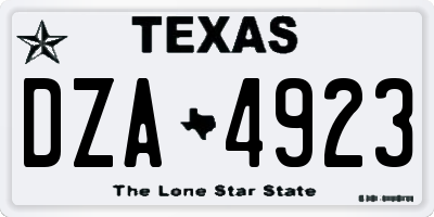 TX license plate DZA4923