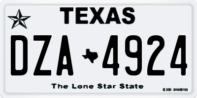 TX license plate DZA4924