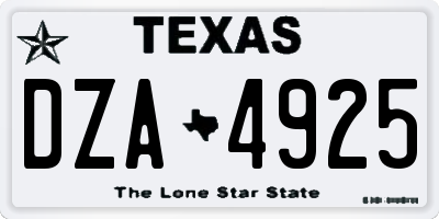 TX license plate DZA4925