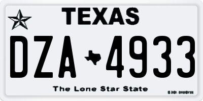 TX license plate DZA4933