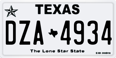 TX license plate DZA4934