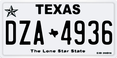 TX license plate DZA4936