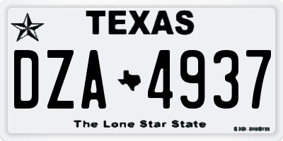 TX license plate DZA4937