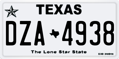 TX license plate DZA4938