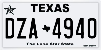 TX license plate DZA4940