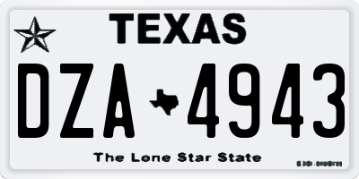 TX license plate DZA4943