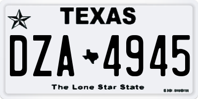 TX license plate DZA4945