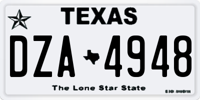 TX license plate DZA4948