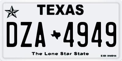 TX license plate DZA4949