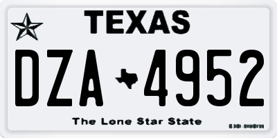 TX license plate DZA4952