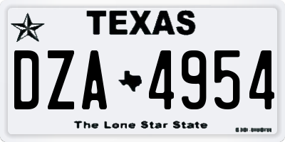 TX license plate DZA4954