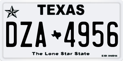 TX license plate DZA4956