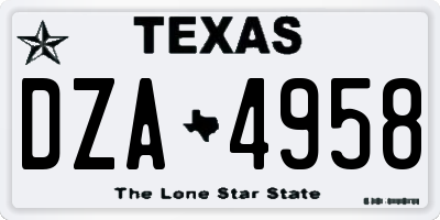 TX license plate DZA4958
