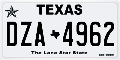 TX license plate DZA4962