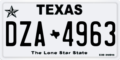 TX license plate DZA4963