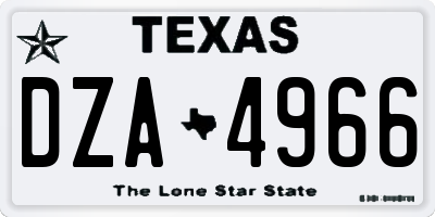 TX license plate DZA4966
