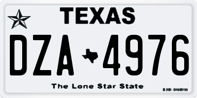 TX license plate DZA4976