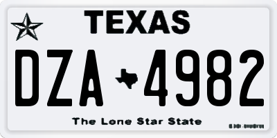 TX license plate DZA4982