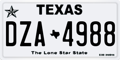 TX license plate DZA4988