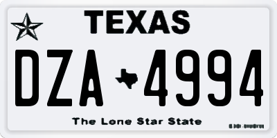 TX license plate DZA4994