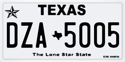TX license plate DZA5005
