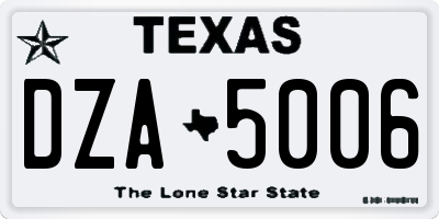 TX license plate DZA5006