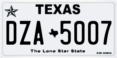 TX license plate DZA5007
