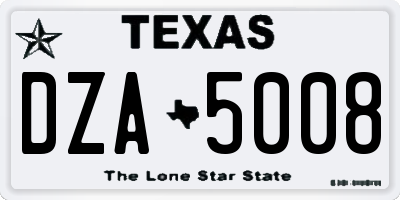 TX license plate DZA5008