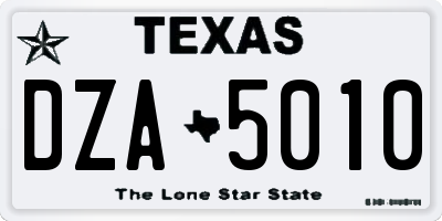 TX license plate DZA5010