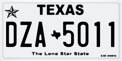 TX license plate DZA5011