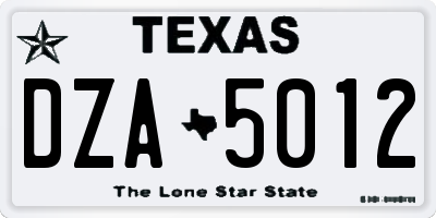 TX license plate DZA5012