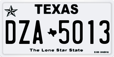TX license plate DZA5013