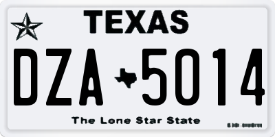 TX license plate DZA5014