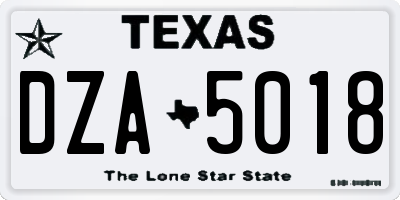 TX license plate DZA5018