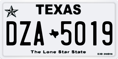 TX license plate DZA5019