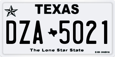 TX license plate DZA5021