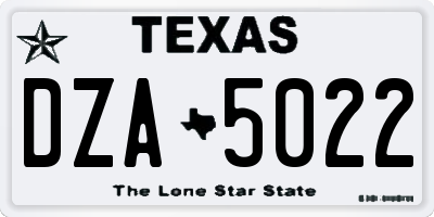 TX license plate DZA5022