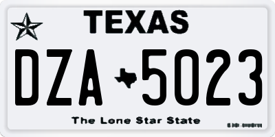 TX license plate DZA5023